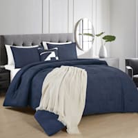 Crosby St. 5-Piece Blue Grid Comforter Set, King