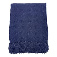 Crosby St. Navy Blue Jacquard Woven Throw Blanket, 50x60