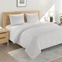 Crosby St. 3-Piece White Washed Cotton Waffle Duvet Set, Full/Queen