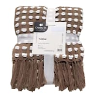 Crosby St. Brown Woven Fringe Throw Blanket, 50x60
