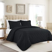 Crosby St. 3-Piece Black Washed Microfiber Quilt Set, King
