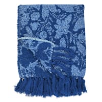 Providence Blue Floral Woven Throw Blanket, 50x60