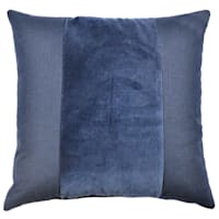 Crosby St. Navy Blue Cotton Slub & Velvet Throw Pillow, 18"