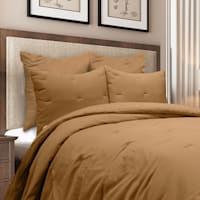 Honeybloom 3-Piece Light Brown Cotton Comforter Set, Full/Queen
