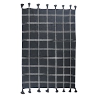 Honeybloom Windowpane Yarn Dyed Woven Throw Blanket with Tassels, 50x60
