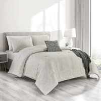 Found & Fable 5-Piece White Grid Jacquard Comforter Set, Full/Queen