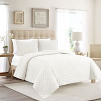 Found & Fable 3-Piece White Washed Microfiber Quilt Set, Full/Queen