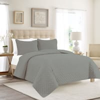 Found & Fable 3-Piece Dark Grey Washed Microfiber Quilt Set, King