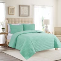 Found & Fable 3-Piece Light Green Washed Microfiber Quilt Set, Full/Queen