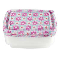 20-Piece Multi-Colored Flower Print Rectangle Food Storage Set