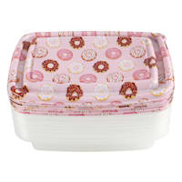20-Piece Pink Donuts Print Rectangle Food Storage Set