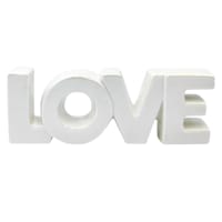 White Ceramic Love Tabletop Sign, 8"