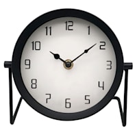 Black Metal Table Clock, 6.5"