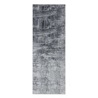 Grey Abstract Washable Microfiber Tufted Runner, 2x5