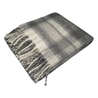 Honeybloom Grey Plaid Mohair Throw Blanket, 50x60