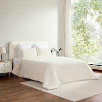 Honeybloom 3-Piece Ivory Faux Fur Comforter Set, Full/Queen