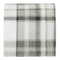 Honeybloom Grey Plaid Plush Bed Blanket, Full/Queen