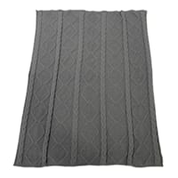 Honeybloom Dark Grey Cable Knit Throw Blanket, 50x60