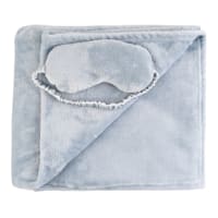 Honeybloom Blue Micro Plush Throw Blanket & Eye Mask Sleeper Set, 50x60