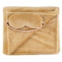 Honeybloom Brown Micro Plush Throw Blanket & Eye Mask Sleeper Set, 50x60