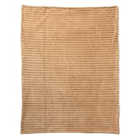 Honeybloom Brown Channel Faux Fur Throw Blanket, 60x80