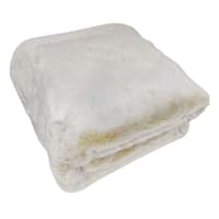Ivory Luxury Chinchilla Faux Fur Throw Blanket, 50x60
