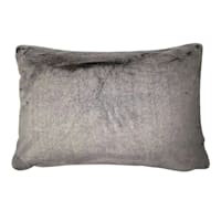 Grey Luxury Chinchilla Faux Fur Throw Pillow, 14x20