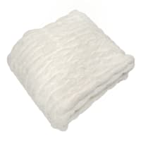 Beige Ruched Faux Fur Throw Blanket, 50x60