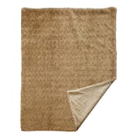 Brown Textured Faux Fur Throw Blanket, 50x60
