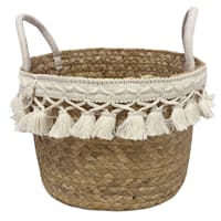 Wicker Round Light Tassel Storage Basket