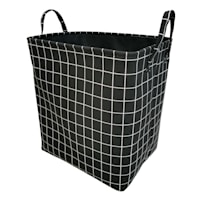 Black Grid Fabric Laundry Hamper