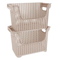 Crossover Weave Stackable Storage Basket, Tan