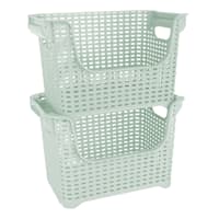 Crossover Weave Stackable Storage Basket, Mint