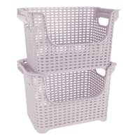 Crossover Weave Stackable Storage Basket, Lavender