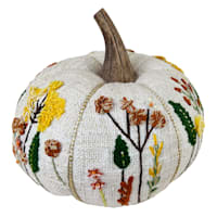 Honeybloom Beaded Flower Fabric Pumpkin, 7"