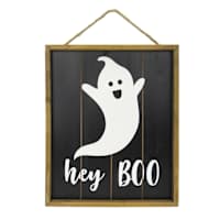 Hey Boo Ghost Wooden Wall Decor, 14"