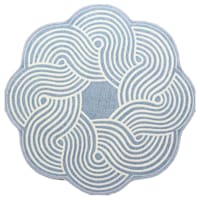 Elmbrook Slate Blue Border Round Washable Accent Rug, 3'