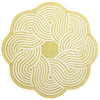 Elmbrook Yellow Border Round Washable Accent Rug, 3'