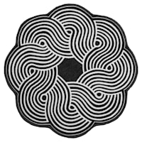 Elmbrook Black Border Round Washable Accent Rug, 3'