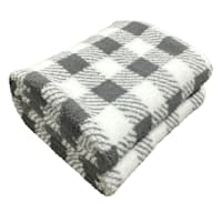 Grey Buffalo Plaid Sherpa Throw Blanket, 50x60
