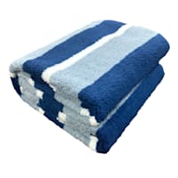 Blue Striped Sherpa Throw Blanket, 50x60