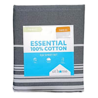 3-Piece Grey Striped 200 Thread Count 100% Cotton Sheet Set, Twin/Twin XL