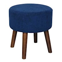 Emmy Stool with Wooden Legs, Navy Corduroy