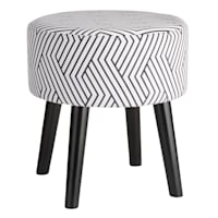 Emmy Stool with Black Wooden Legs, Black Lines