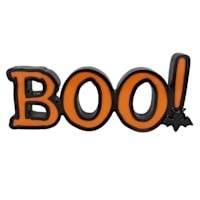 Happy Haunting Wooden Boo! Table Sign with Metal Spider, 12.8X5.5