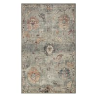 Rover Olive Green Floral Printed Chenille Washable Accent Rug, 20x34