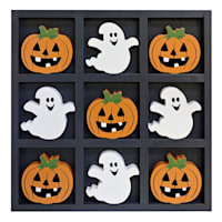 Happy Haunting Pumpkin & Ghost Wooden Tabletop Game, 9.5"