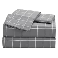 4-Piece Grid Print Cooling Microfiber Sheet Set, King