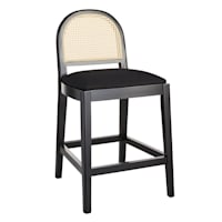 Athena Cane Back Counter Stool - Black