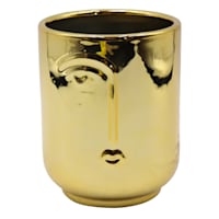 Oh Joy! Indoor Gold Face Ceramic Modern Planter, 5"